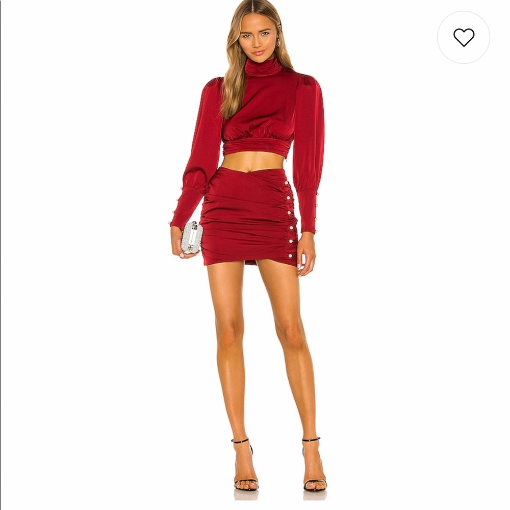 Camila Coelho Ames Mini Skirt in Maroon (revolve)